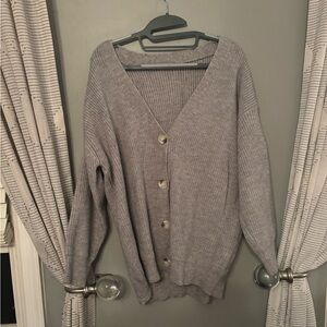 Gray Button-Up Women's Sweater